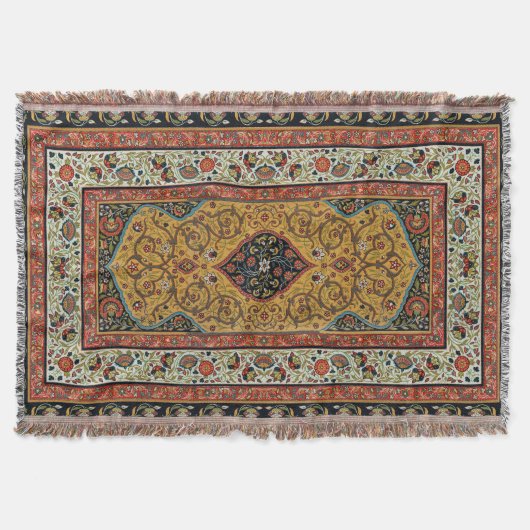 アンティークペルシアカーペットエレガントデザイン スローブランケット (正面)