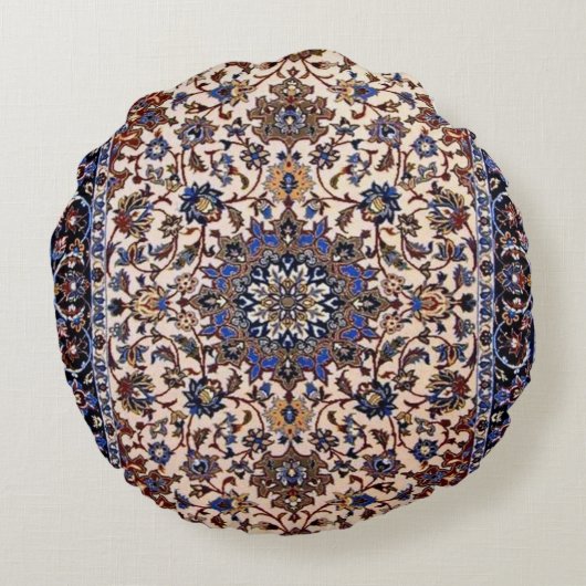 アンティークペルシアターキッシュブルーオリエンタルラグじゅうたん ラウンドクッション (裏面)