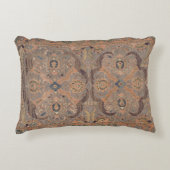 アンティークペルシャカーペットブラウンオレンジ アクセントクッション (正面)