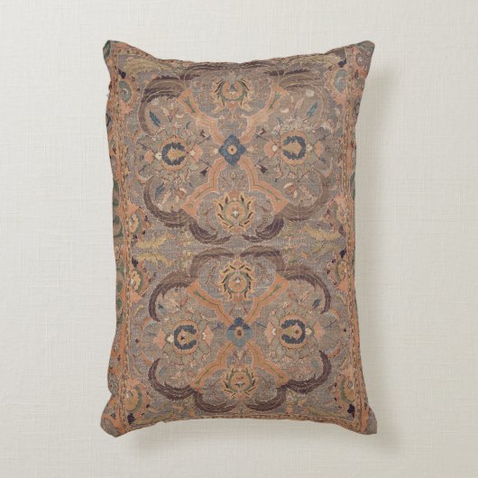 アンティークペルシャカーペットブラウンオレンジ アクセントクッション (正面(垂直))