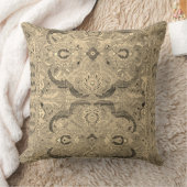 アンティークペルシャカーペットブラウンベージュクッション クッション (ブランケット)