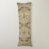 アンティークペルシャカーペットブラウンベージュ体クッション ボディピロー (正面縦)