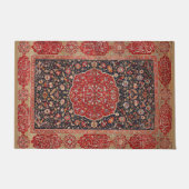 アンティークペルシャ絨毯のパターン赤い黒のドーム ドアマット (正面)