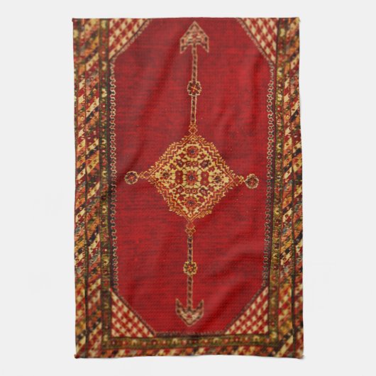 アンティークペルシャ絨毯の模様 キッチンタオル (縦)