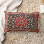 アンティークペルシャ絨毯パターンレッドブラック ランバークッション (ブランケット)