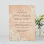 アンティークペーパーとレースのウェディングバスケットサイン (スタンド正面)