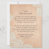 アンティークペーパーとレースのウェディングバスケットサイン (正面)