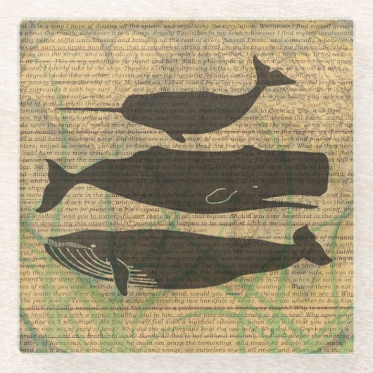 アンティークホエー航海のル海生活 ガラスコースター (正面)