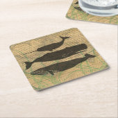 アンティークホエー航海のル海生活 スクエアペーパーコースター (アングル)