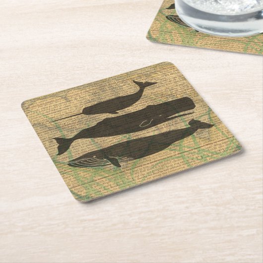 アンティークホエー航海のル海生活 スクエアペーパーコースター (アングル)