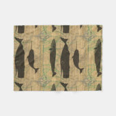 アンティークホエー航海のル海生活 フリースブランケット (正面(横))