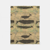 アンティークホエー航海のル海生活 フリースブランケット (正面)