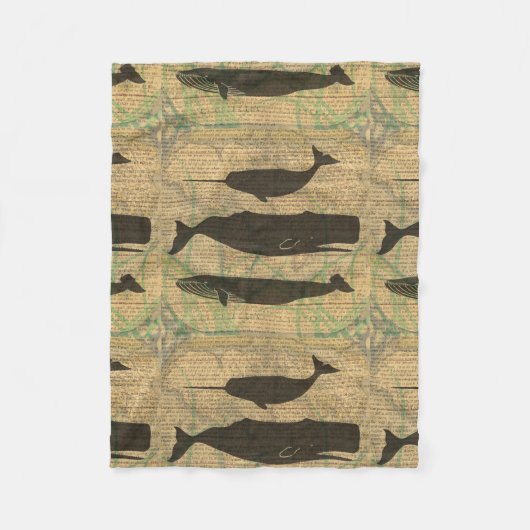 アンティークホエー航海のル海生活 フリースブランケット (正面)