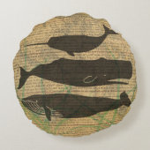 アンティークホエー航海のル海生活 ラウンドクッション (裏面)