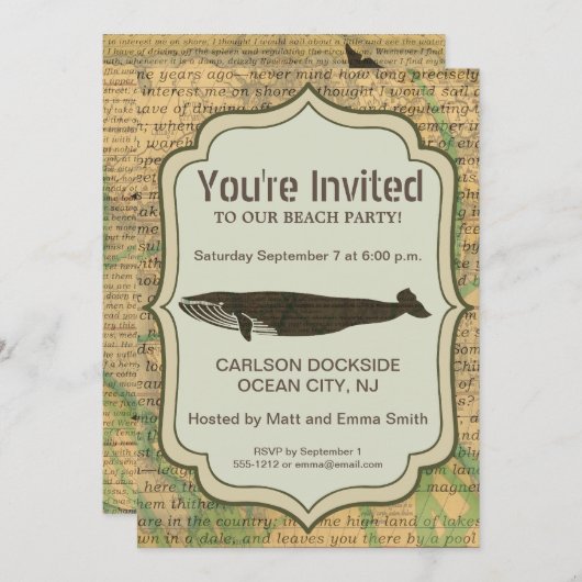 アンティークホエー航海のル海生活 招待状 (正面/裏面)