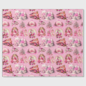 アンティークホットピンクビクトリアンクリスマスギフトラップ ラッピングペーパー (フラット)