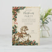 アンティークホリデーロッキングホースクリスマス 招待状 (スタンド正面)