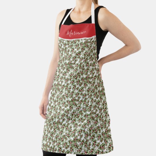 アンティークホリーパターン(名前) エプロン (インサイチュ)