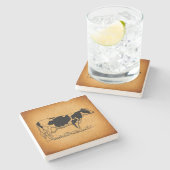 アンティークホルスタインウォーファームアニマルイラストレーション ストーンコースター (横)