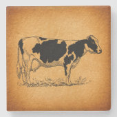 アンティークホルスタインウォーファームアニマルイラストレーション ストーンコースター (正面)