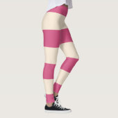 アンティークホワイトと神秘的なピンクストライプ色 レギンス (右)