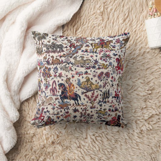 アンティークホワイトオリエンタルペルシャキリムラグ クッション (ブランケット)