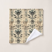 アンティークホワイトダマスクプリント バスタオルセット (ウォッシュタオル)