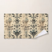 アンティークホワイトダマスクプリント バスタオルセット (ハンドタオル)