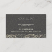 アンティークホワイトペイズリーオンダークグレーパターンデザイン 名刺 (裏面)