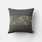 アンティークホワイトペイズリーオンダークグレー クッション (裏面)