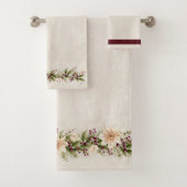 アンティークホワイトポインセチアとクリスマスグリーン バスタオルセット (インサイチュ)