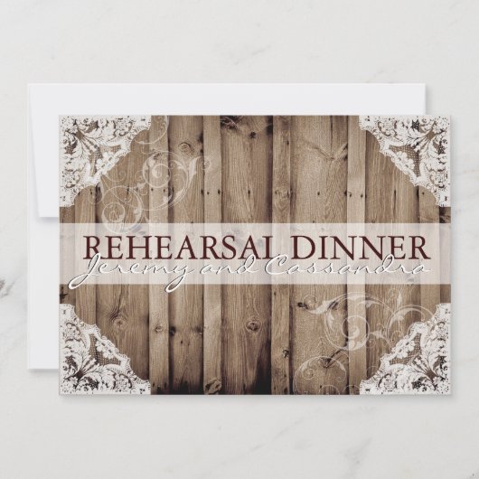 アンティークホワイトレースのウェディングリハーサル 招待状 (正面)