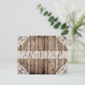 アンティークホワイトレースのウェディングRSVP 出欠カード (スタンド正面)