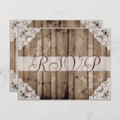 アンティークホワイトレースのウェディングRSVP 出欠カード (正面/裏面)
