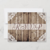 アンティークホワイトレースウェディングRSVP 出欠カード (正面)