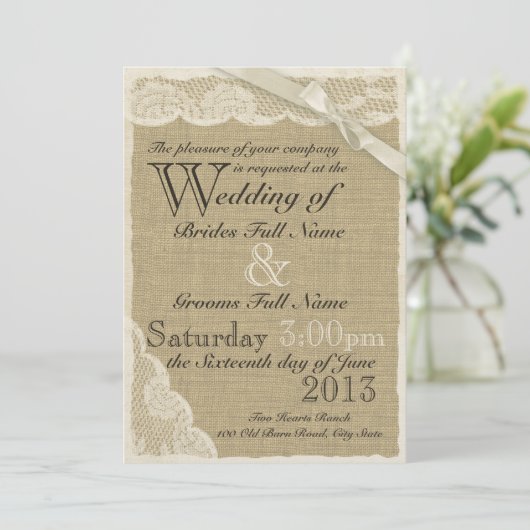 アンティークホワイトレースカントリーウェディング 招待状 (スタンド正面)