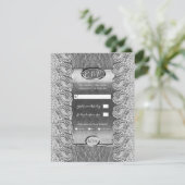 アンティークホワイトレースグレーウッドシルバー結婚ズ 招待状 (スタンド正面)