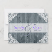 アンティークホワイトレース素朴ウッドウィーディング招待状 招待状 (正面)