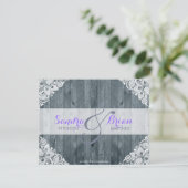 アンティークホワイトレース素朴ウッドウィーディング招待状 招待状 (スタンド正面)