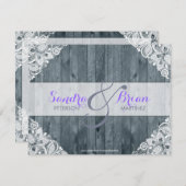 アンティークホワイトレース素朴ウッドウィーディング招待状 招待状 (正面/裏面)