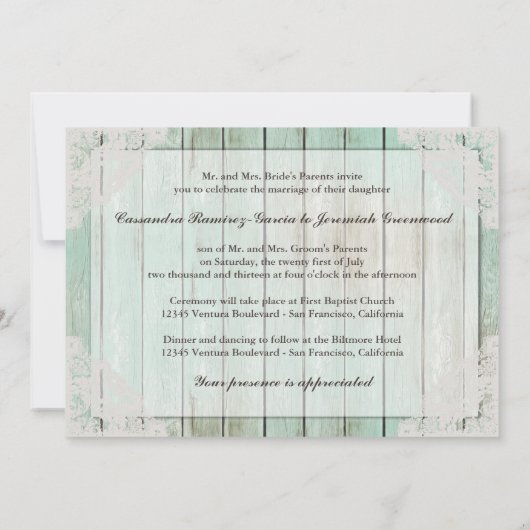 アンティークホワイトレース結婚式招待状 招待状 (裏面)