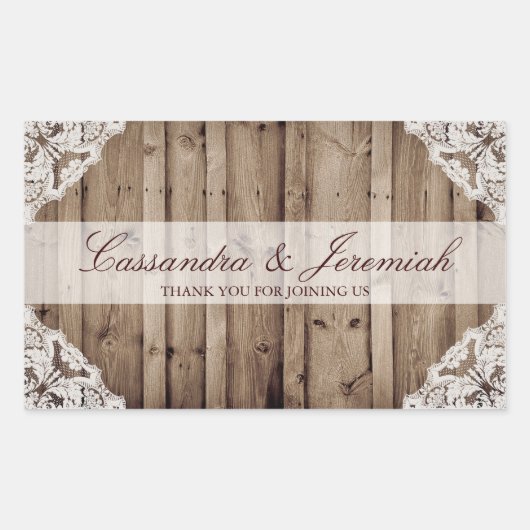 アンティークホワイトレ結婚ースのウォーターボトルシール 長方形シール (正面)