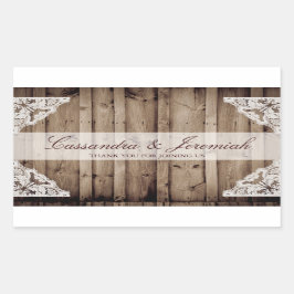 アンティークホワイトレ結婚ースのウォーターボトルシール 長方形シール