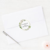 アンティークホワイトローズフローラと金ゴールド結婚ズ ラウンドシール (封筒)