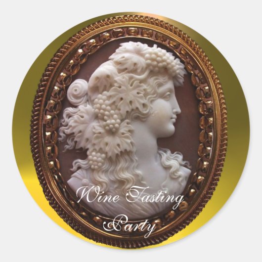 アンティークホワイトワインレディ、ブドウとブドウ ラウンドシール (正面)