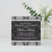 アンティークホワイト&グレー伝統的フローラレース 招待状 (スタンド正面)