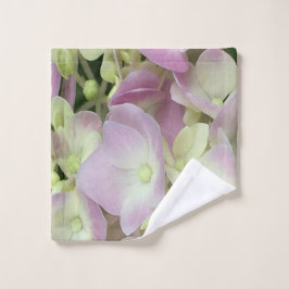 アンティークホワイト&ダスティピンクアジサイ花びら ウォッシュタオル