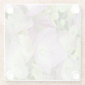 アンティークホワイト&ダスティピンクアジサイ花びら ガラスコースター (裏面)