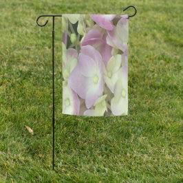 アンティークホワイト&ダスティピンクアジサイ花びら ガーデンフラッグ