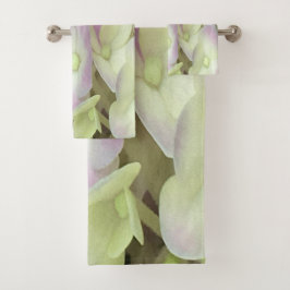 アンティークホワイト&ダスティピンクアジサイ花びら バスタオルセット